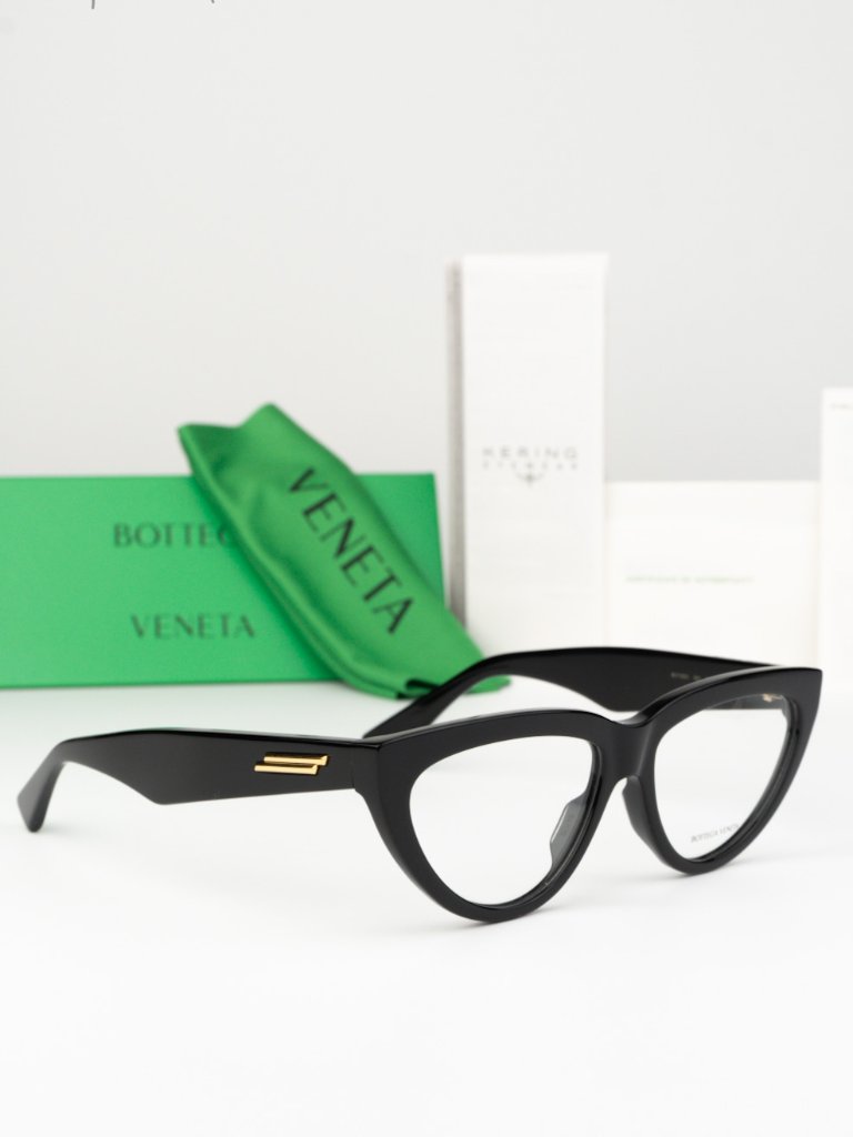 Bottega Veneta Women Eyeglasses Black Demo Cat Eye Bv1193o 001 New Authentic